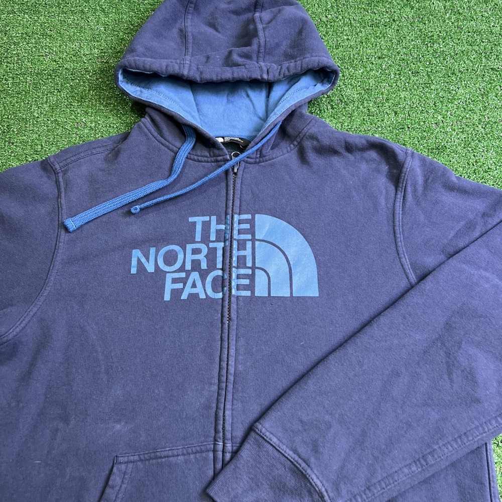 The North Face Full Zip Long Sleeve Hooded Sweater Blue Mens Size‎ Medium